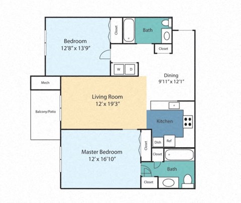 a floor plan of a two bedroom apartment